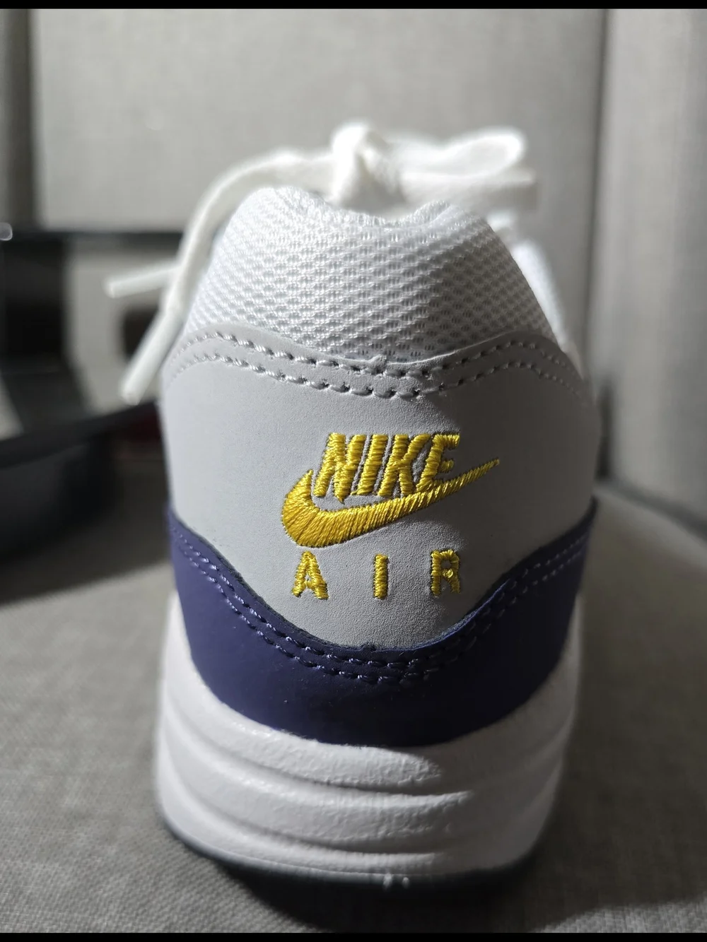 Nike Air Max 1 (GS) – White / Tour Yellow / Purple – Size 6Y